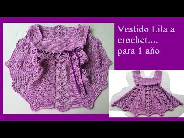 Vestido lila  a crochet para 1 año ( parte 1)