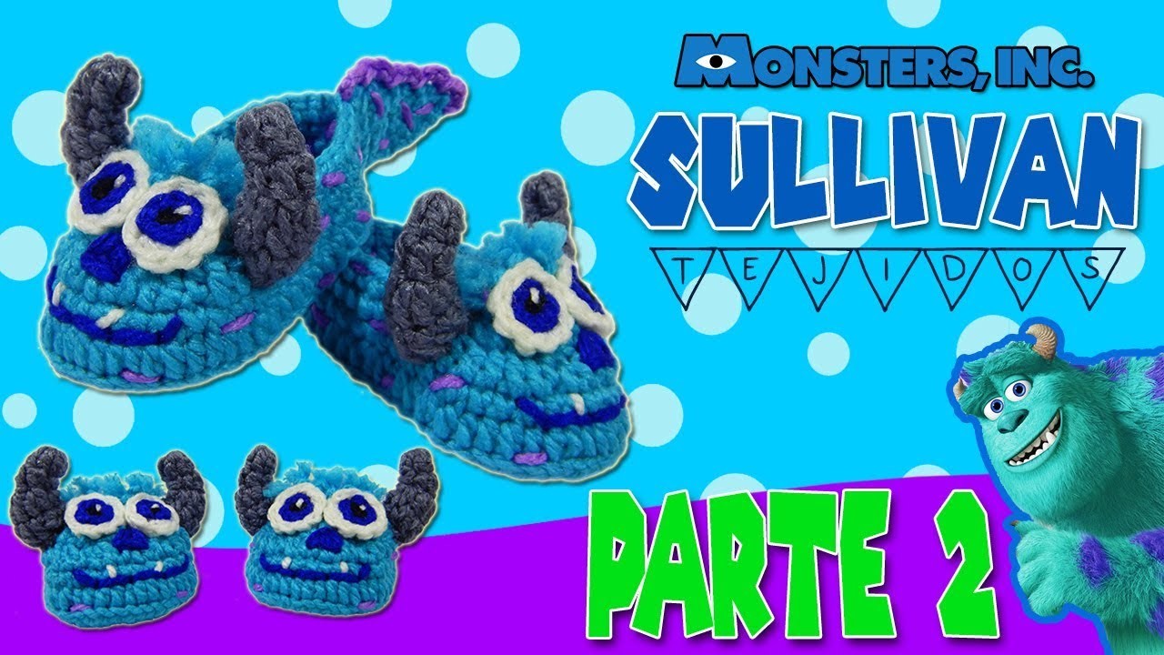 Zapatitos Sullivan tejidos a Crochet Monsters Inc  | parte 2.2