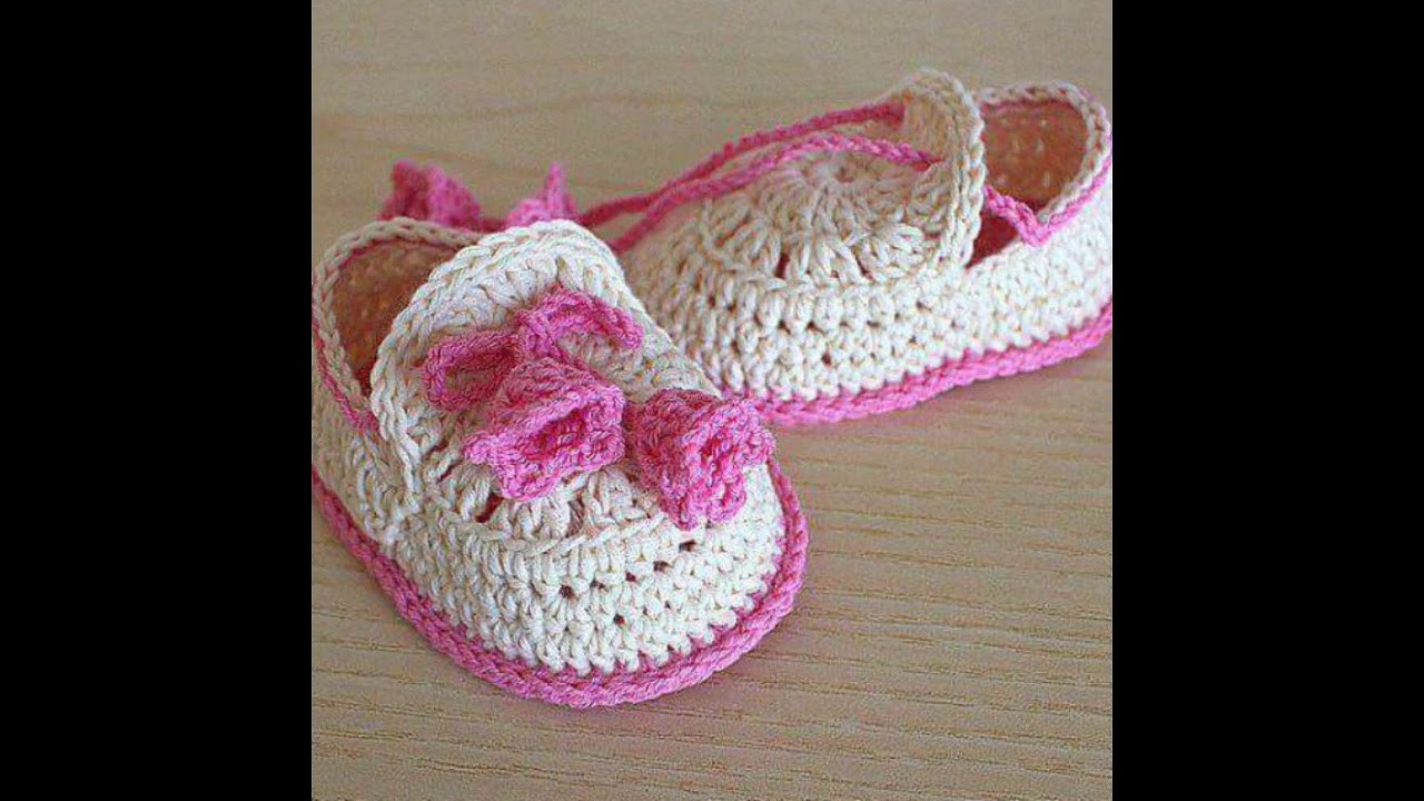 Zapatos bebe tejidos en crochet y dos agujas