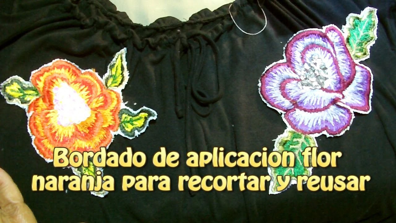 Bordado de aplicación flor naranja para recortar y reusar |Creaciones y manualidades angeles