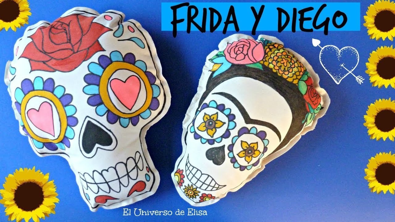 Cojines Frida y Diego, Frida Diego Pillow, Manualidades para el Día de los Muertos