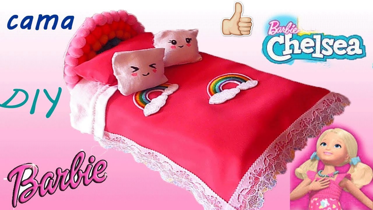 DIY Como hacer una cama para Barbie Chelsea. Manualidades para muñecas Barbie