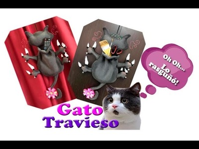 DIY Gato travieso, rasguña, araña. Gato Decorativo. Cat lovers
