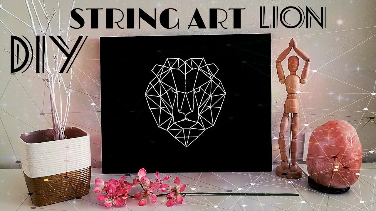 DIY String art lion | Arte de cuerda | León geométrico | DIY Geometric canvas | DIY Geometric lion