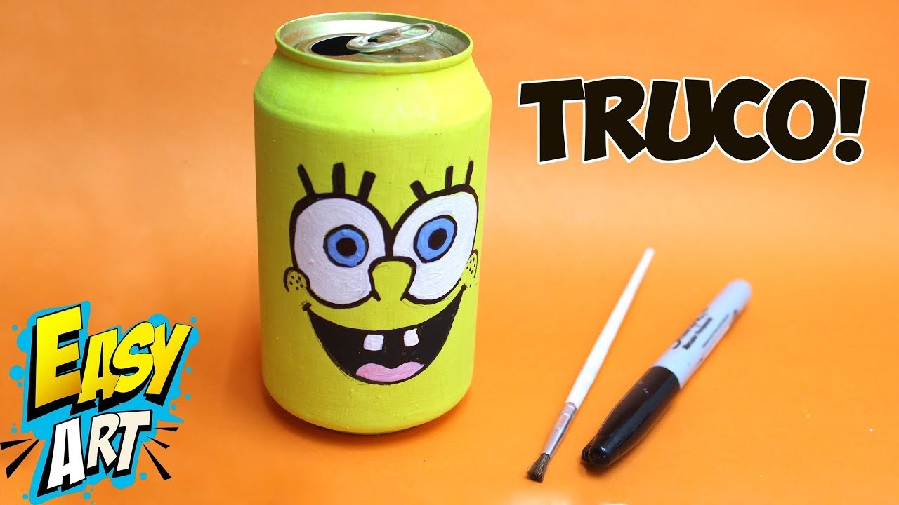 IMPRESIONANTE TRUCO con lata de Cerveza - DIY - SpongeBob- Easy Art