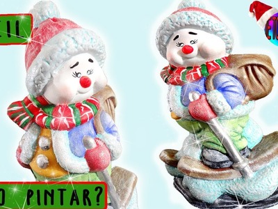 Muñeco de nieve navideño en ceramica - Snowman. Christmas