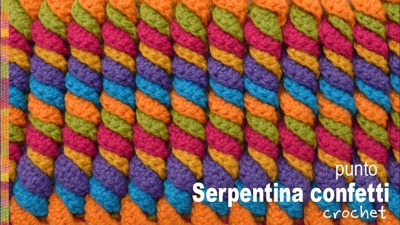 Punto serpentina confetti 3D tejido a crochet - Tejiendo Perú