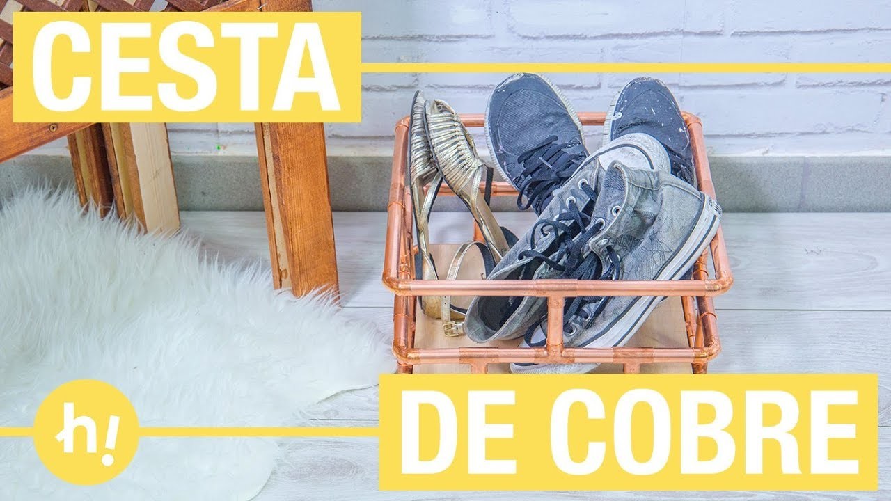 Cesta con tubos de cobre · Handfie DIY