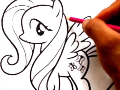 Coloreando a My little pony. Fluttershy. Dibujos para niños