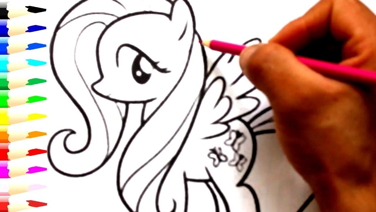 Coloreando a My little pony. Fluttershy. Dibujos para niños
