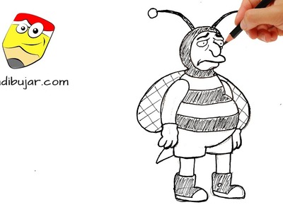 Cómo dibujar al hombre abeja (Simpsons) fácil paso a paso- Dibujos a lápiz para niños