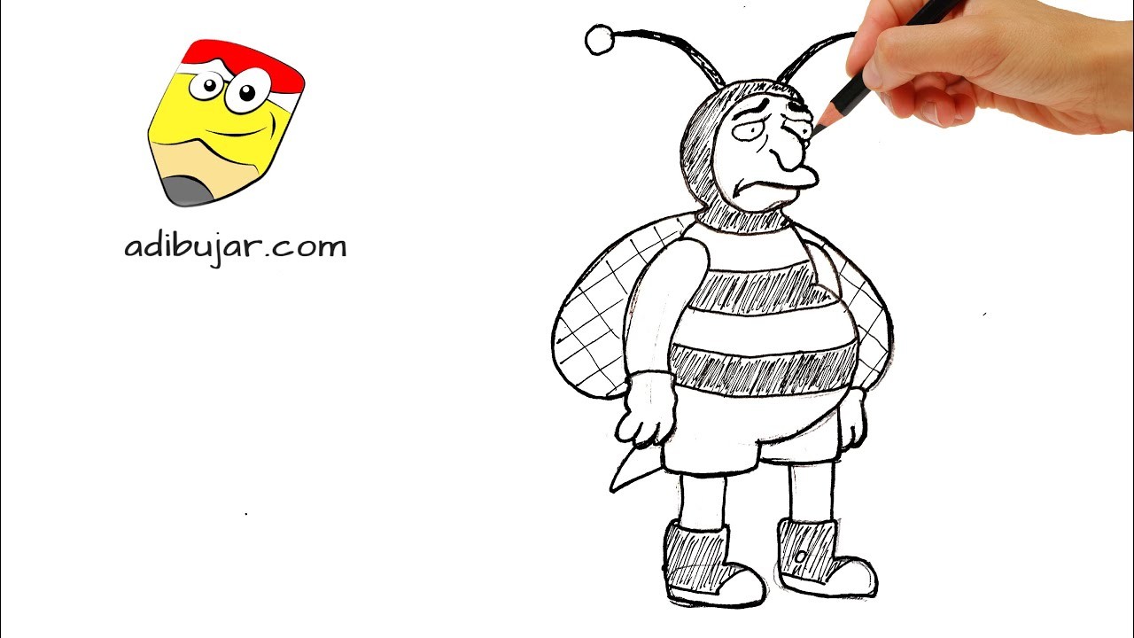 Cómo dibujar al hombre abeja (Simpsons) fácil paso a paso- Dibujos a lápiz para niños