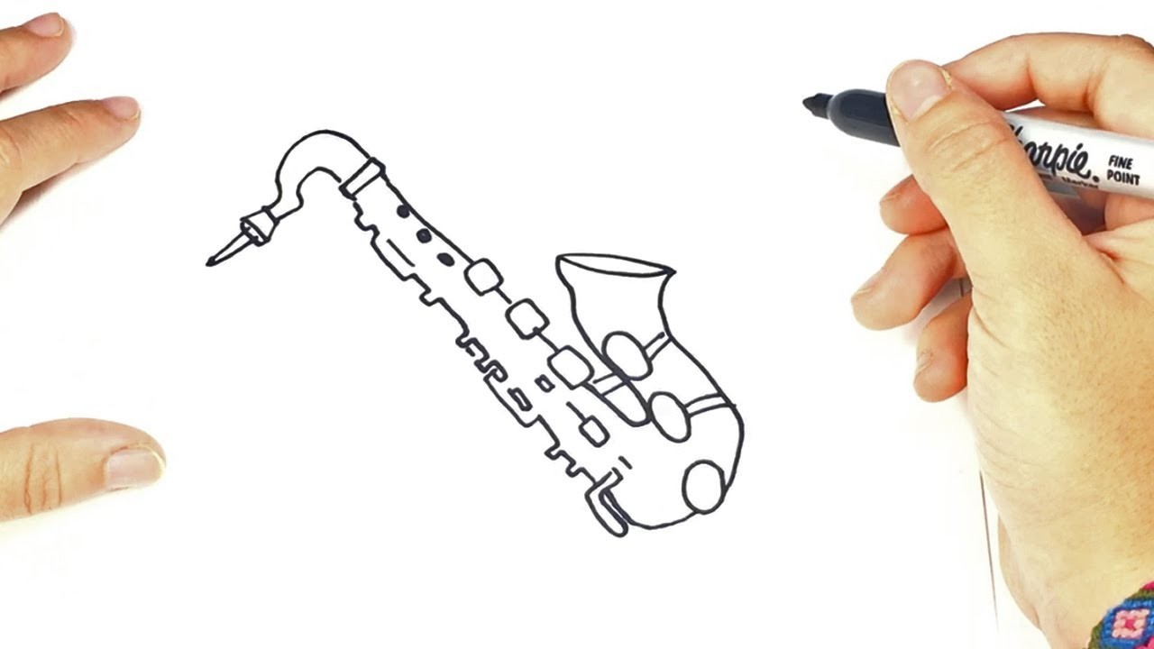 Como dibujar un Saxofon para niños | Dibujo de Saxofon paso a paso