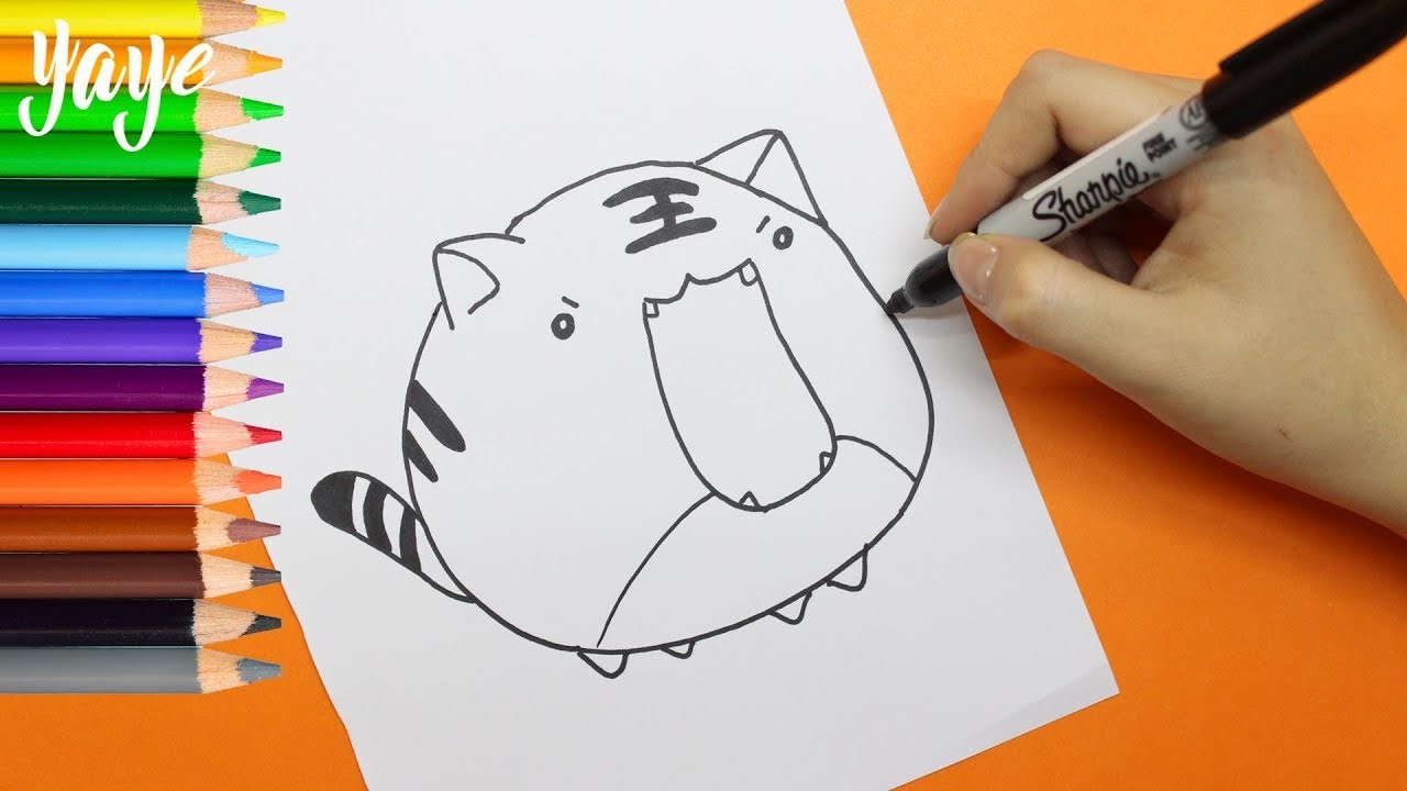 Como dibujar un Tigre Kawaii. How to draw a kawaii tiger.Yaye.