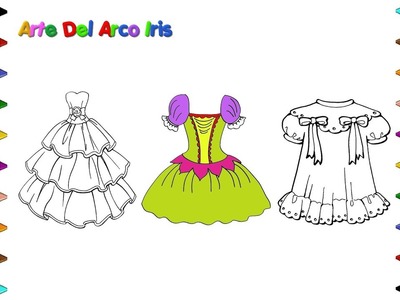 Como Dibujar Un Vestidos Para niñas | Dibujos para Colorear Vestidos