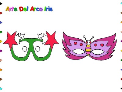 Como Dibujar Una Mascaras de Carnaval Para Niños | Dibujos para Colorear | Arte Del Arco Iris