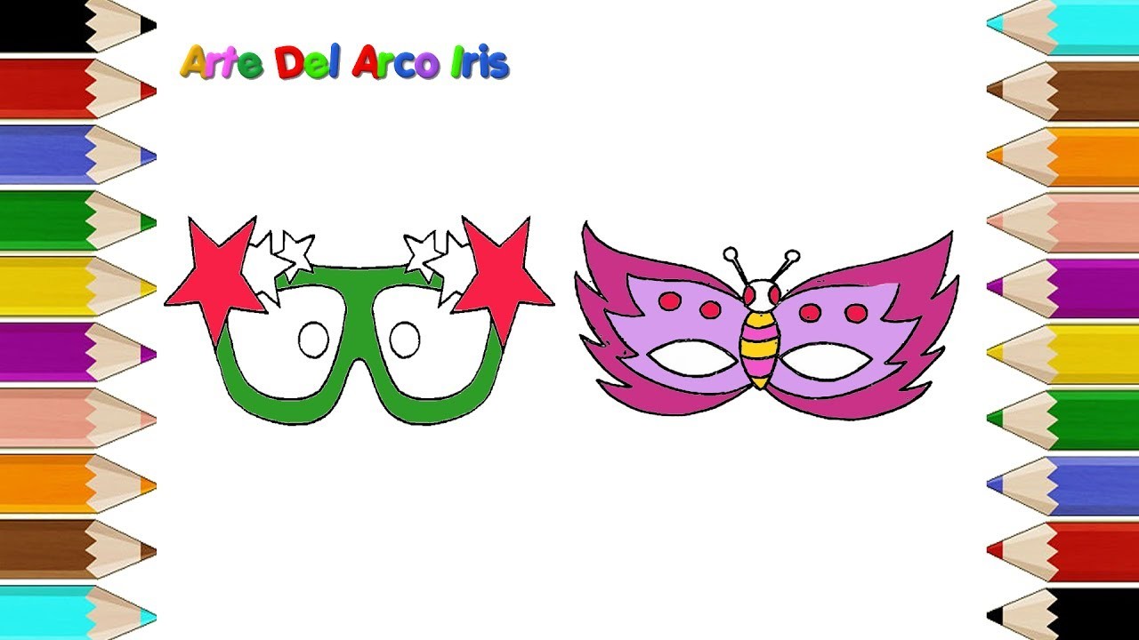 Como Dibujar Una Mascaras de Carnaval Para Niños | Dibujos para Colorear | Arte Del Arco Iris