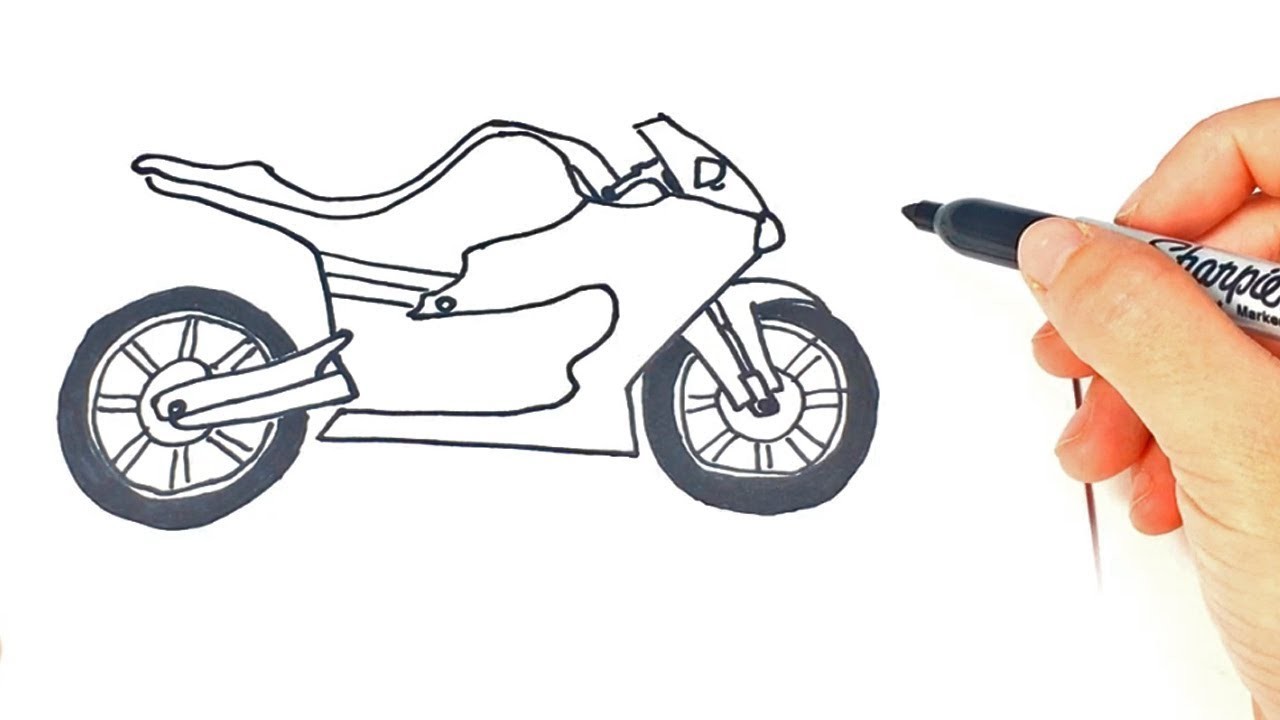 Como dibujar una Moto de Carreras Paso a Paso
