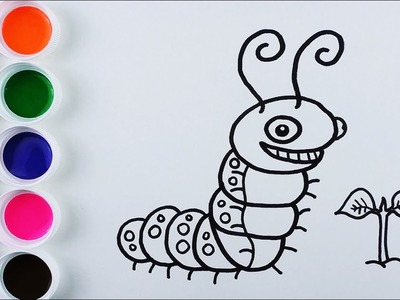 Cómo Dibujar y Colorear Una Larva de Arco Iris - Dibujos Para Niños - Learn Colors. FunKeep