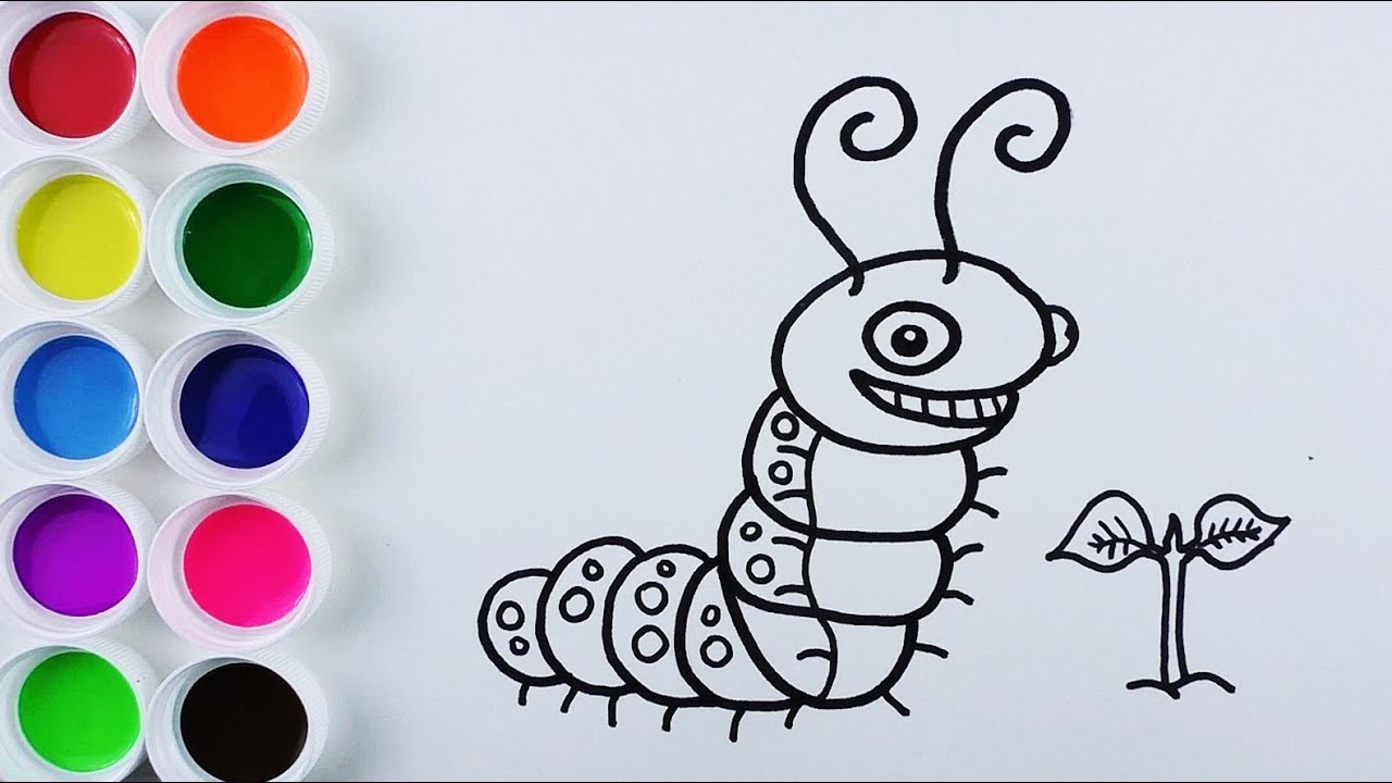 Cómo Dibujar y Colorear Una Larva de Arco Iris - Dibujos Para Niños - Learn Colors. FunKeep