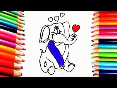 Dibuja y Colorea Elefante - Dibujos de Amor - Draw and Color Elephant - Drawings of Love -