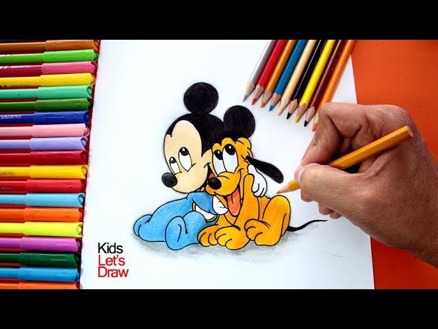 Dibujando a Mickey Mouse y Pluto Bebés | Dibujos de Mickey Mouse fáciles para Niños