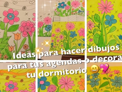 Dibujos de flores con marcador indeleble y fibrones resaltadores ????????