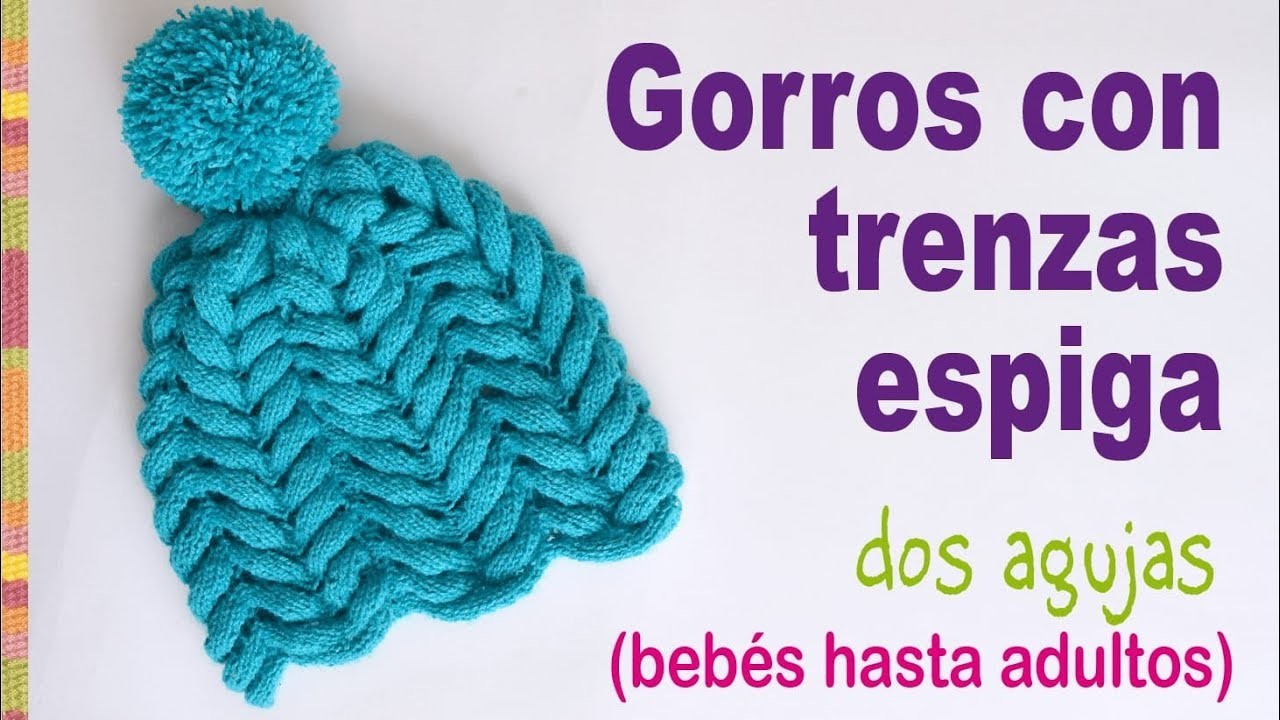 Gorros con trenzas caladas en dos agujas o palitos - Tejiendo Perú