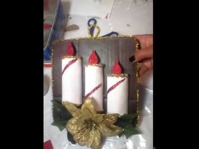 Adorno navideño.Velas con tubos de papel muy fácil. Christmas candles with cardboard tubes