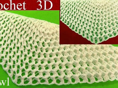 Chal  chalina a Crochet en punto 3D panal o nido de abeja tejido tallermanualperu