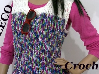 CHALECO a #crochet o ganchillo simple para los principiantes tutorial paso a paso. Moda a Crochet
