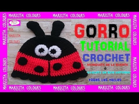 DIY Cómo hacer un Gorro de la Mariquita de la Suerte a Crochet por Maricita Colours