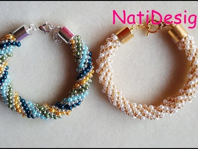 PULSERA TECNICA ESPIRAL RUSA CON PERLITAS