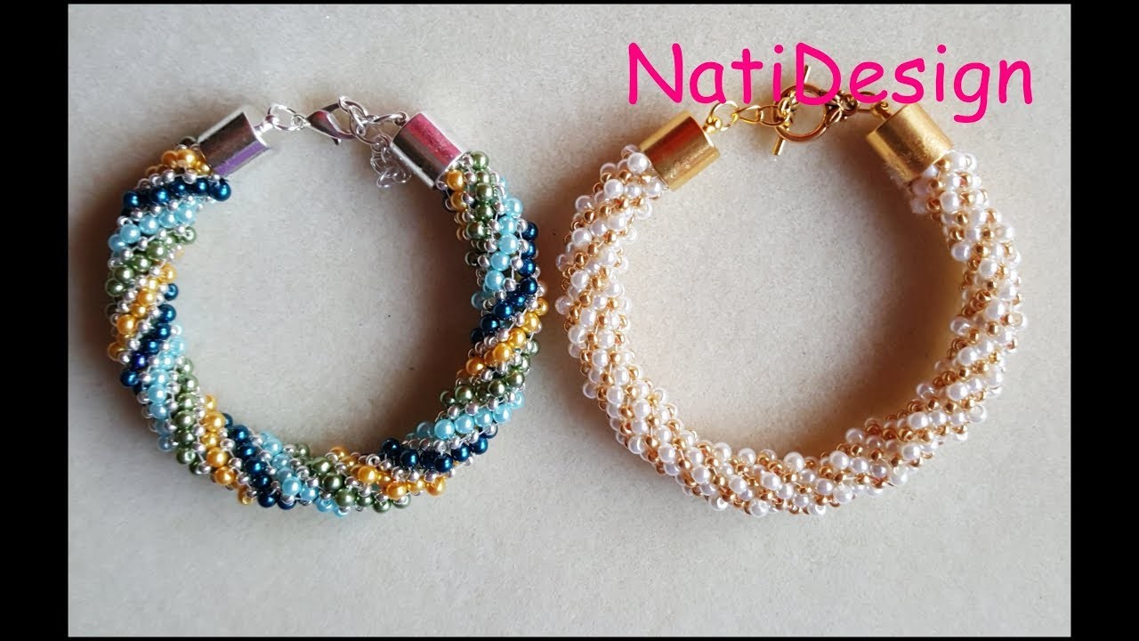 PULSERA TECNICA ESPIRAL RUSA CON PERLITAS