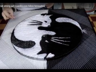 Yin yang the cat string art cuadro con hilos tensados