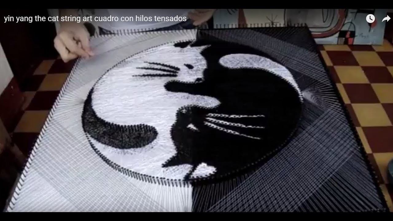 Yin yang the cat string art cuadro con hilos tensados