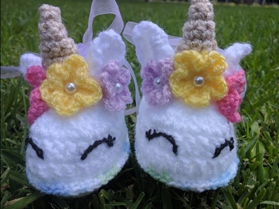 Zapatitos unicornio  a crochet