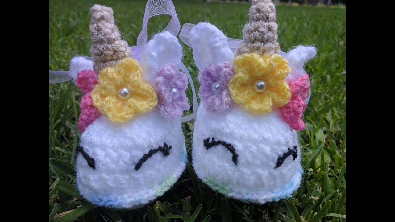 Zapatitos unicornio  a crochet