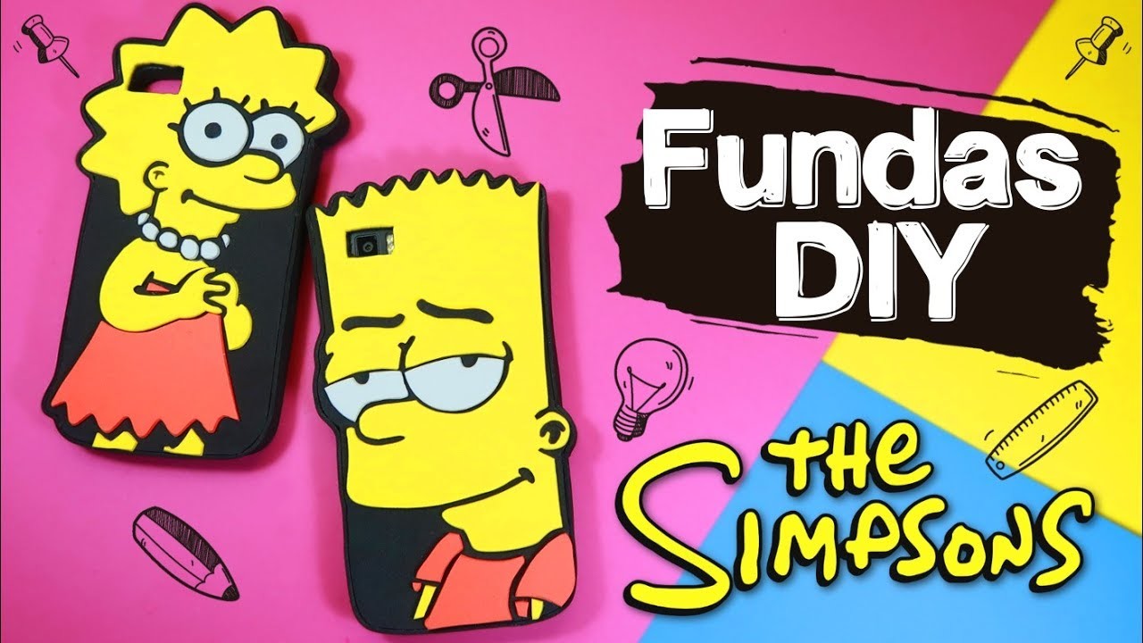 Como hacer fundas para celular.  Fundas para movil de Bart y Lisa.  Los Simpsons