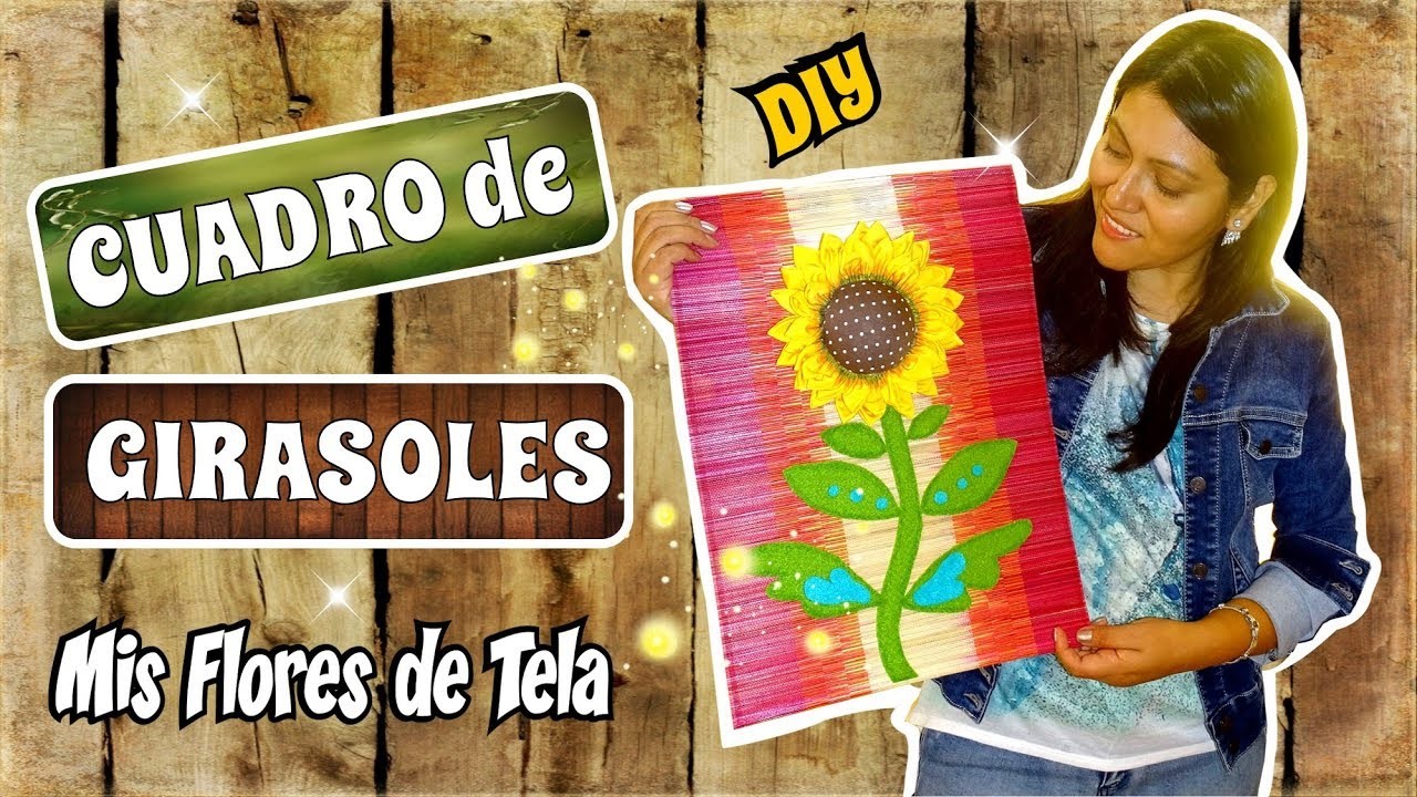 Cuadro con Girasoles de Tela en 3D con la tecnica de Difuminacion DIY Facil