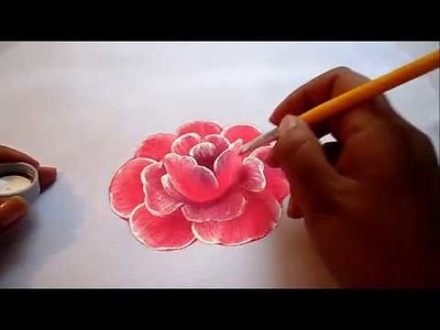 Pintura textil como pintar fácil una rosa, how to paint a rose easily