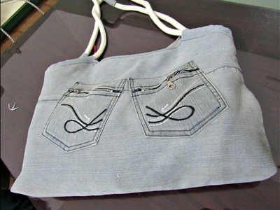 Reciclaje de Jeans: Bolso con bolsillos externos (Molde en Descripción)