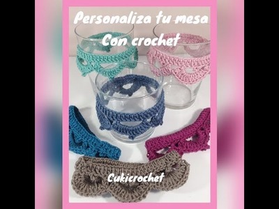 VASOS PERSONALIZADOS CON CENEFA DE CROCHET. GANCHILLO PASO A PASO
