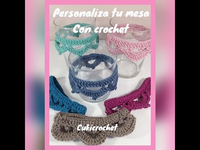 VASOS PERSONALIZADOS CON CENEFA DE CROCHET. GANCHILLO PASO A PASO