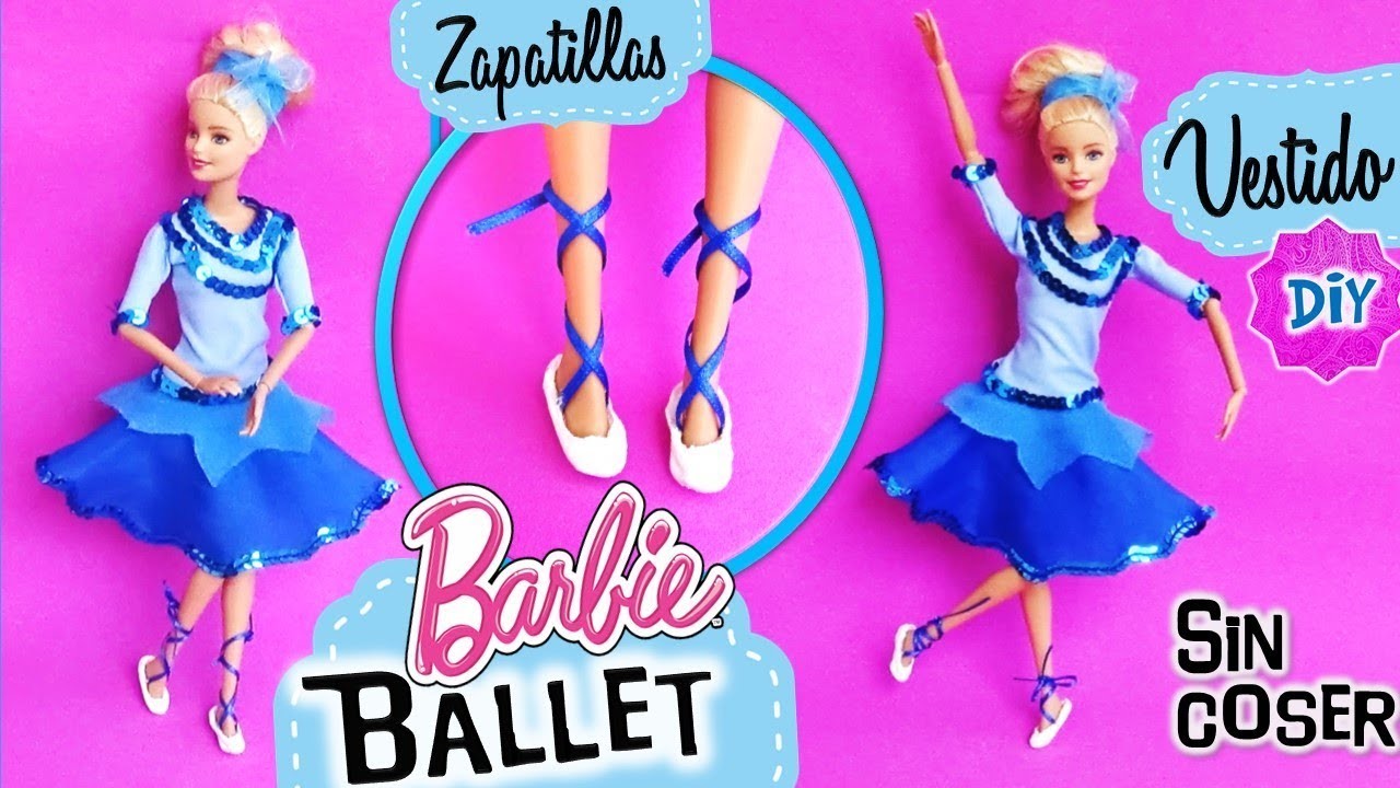 Vestido y Zapatillas de BAILARINA de BALLET para MUÑECAS Barbie Sin Coser! Manualidades para Muñecas