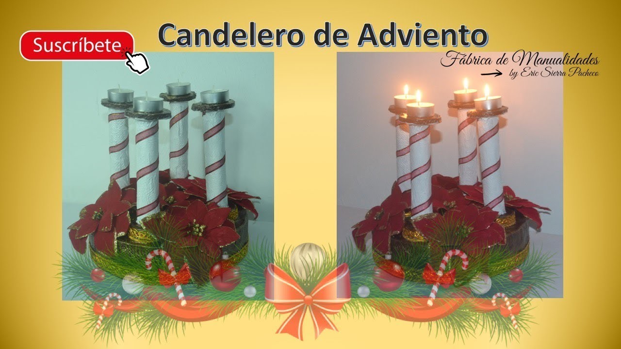 Adornos navideños. Candelero de Adviento. Muy fácil de hacer.