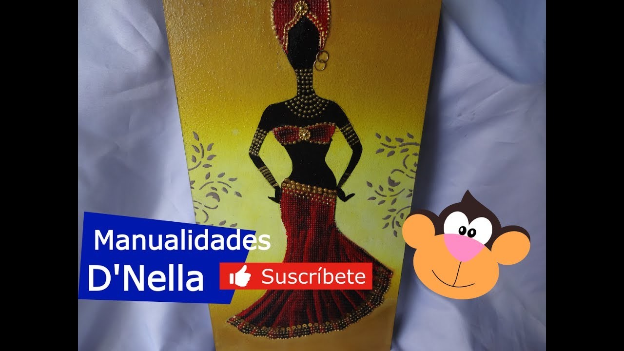Como Pintar Cuadro de Negrita Africana  con Yute 1 Parte ,By :"Taller Nella 2017".