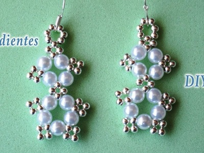 DIY - Pendientes de mostacillas de plata y perlas- Earrings made of silver beads and pearls