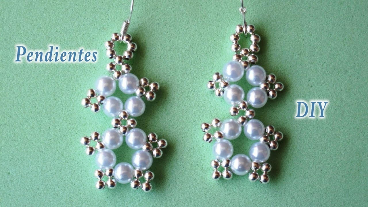 DIY - Pendientes de mostacillas de plata y perlas- Earrings made of silver beads and pearls