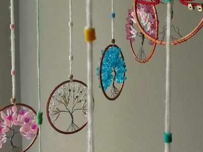 Manualidad : adorno para guindar arbolitos de alambre♡diy aspiral wind ornament wire trees